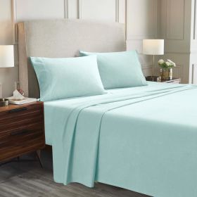 100% Cotton Flannel Sheets Set -  Solid Deep Pocket Bed Sheet Set (Color: Light Blue, size: Full)