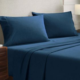 Cotton Flannel Pillowcases Soft Fuzzy Set of 2 (Color: Navy Blue, size: Standard)