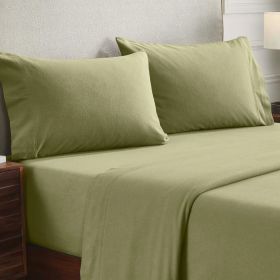 Cotton Flannel Pillowcases Soft Fuzzy Set of 2 (Color: Sage, size: Standard)