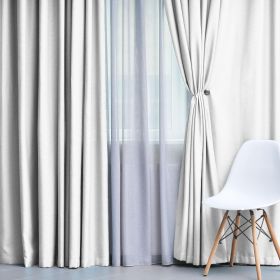 Blackout Window Curtains Solid Room Darkening Washable Set of 2 (Color: Snow White, size: 52" X 120")