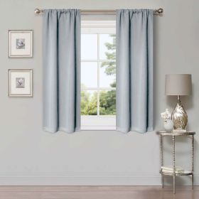 Solid Room Darkening Rod Pocket Blackout Curtain Panels, Set of 2 (Color: Stone Blue, size: 26" X 63")