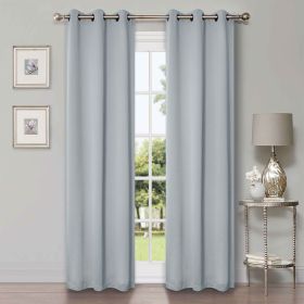 Classic Modern Solid Room Darkening Blackout Curtain Panels, Set of 2 (Color: Slate Blue, size: 42" X 108")
