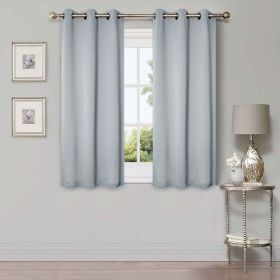 Classic Modern Solid Room Darkening Blackout Curtain Panels, Set of 2 (Color: Slate Blue, size: 42" X 63")