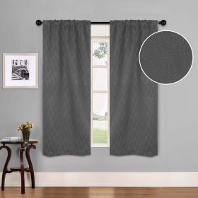Blackout Window Curtains Zuri Textured Waves Room Darkening Set of 2 (Color: Charcoal, size: 26" X 63")