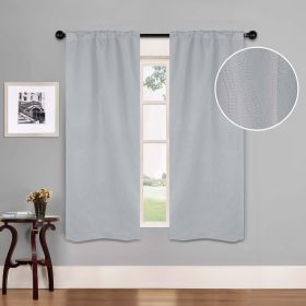 Blackout Window Curtains Zuri Textured Waves Room Darkening Set of 2 (Color: Platinum, size: 26" X 63")