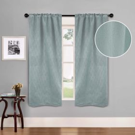 Blackout Window Curtains Zuri Textured Waves Room Darkening Set of 2 (Color: Sea Foam, size: 26" X 84")