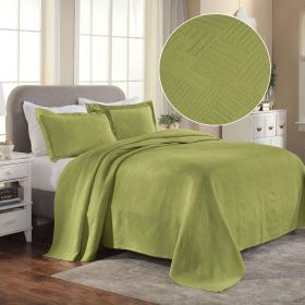 Lightweight Cotton Bedspread Sets 3-Piece Geometric Fret Jacquard Matelassé Scalloped (Color: Sweet Pea, size: Full)