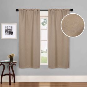 Blackout Window Curtains Zuri Textured Waves Room Darkening Set of 2 (Color: Tan, size: 26" X 63")