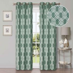 Ribbon Trellis Washable Room Darkening Blackout Curtains, Set of 2 (Color: Teal, size: 42" X 108")