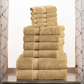 10-Piece Egyptian Cotton Plush Towel Set - Madison (Color: Toast)