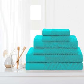 Egyptian Cotton Basketweave Towel Set 6 Piece (Color: Turquoise)
