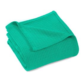 100% Cotton Waffle Blanket – Cooling Waffle Weave, Lightweight & Breathable (Color: Gumdrop Green, size: Full/Queen)