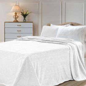 Fleece Plush Medium Weight Fluffy Soft Decorative Polka Dot Blanket (Color: White, size: Twin)