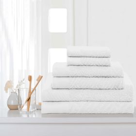 Egyptian Cotton Basketweave Towel Set 6 Piece (Color: White)