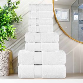 Egyptian Giza Cotton Plush Soft Towel Set 8 Piece (Color: White)
