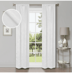 Blackout Window Curtains Waverly Geometric Room Darkening Washable Set of 2 (Color: Snow White, size: 26" X 84")
