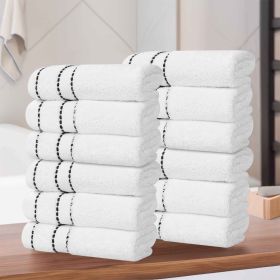 Egyptian Giza Cotton Plush Soft Towel Set 12 Piece (Color: Black Stripes)