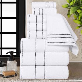 Niles Egyptian Giza Cotton Plush Towel Set 9-Piece (Color: Black Stripes)
