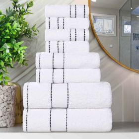 Egyptian Giza Cotton Plush Soft Towel Set 8 Piece (Color: Black Stripes)