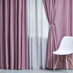 Modern Blackout Window Curtains Solid Room Darkening Set of 2 (Color: Wisteria, size: 52" x 63")