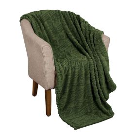 Fleece Blanket – Arctic Boho Knit Jacquard - Plush, Cozy Warmth (Color: Green, size: Throw)