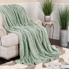 Fleece Blanket – Arctic Boho Knit Jacquard - Plush, Cozy Warmth (Color: Seafoam, size: Throw XL)