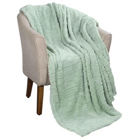 Fleece Blanket – Arctic Boho Knit Jacquard - Plush, Cozy Warmth (Color: Seafoam, size: Throw)