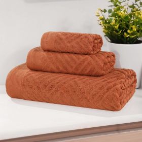 Egyptian Cotton Basketweave Towel Set 3 Piece (Color: Pecan)