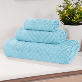Egyptian Cotton Basketweave Towel Set 3 Piece (Color: Sky Blue)