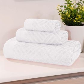 Egyptian Cotton Basketweave Towel Set 3 Piece (Color: White)