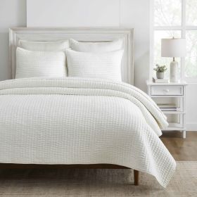Bella 100% Silk All-Season Hand Quilted Handmade Quilt Set (Color: Off White, size: Queen)