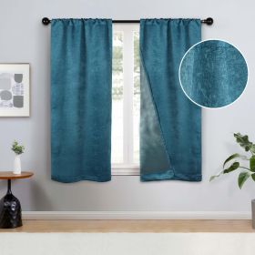 2 Panel Blackout Curtains Senna Solid Textured Grommet Window Panels (Color: Deep Sea, size: 26" X 84")