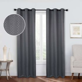 Modern Shimmer Washable Room Darkening Blackout Curtains, Set of 2 (Color: Grey, size: 52" x 108")