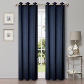 Modern Shimmer Washable Room Darkening Blackout Curtains, Set of 2 (Color: Navy Blue, size: 42" X 108")