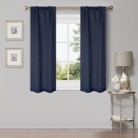 Modern Shimmer Washable Room Darkening Blackout Curtains, Set of 2 (Color: Navy Blue, size: 26" X 63")