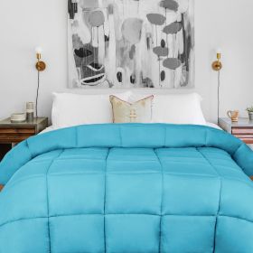 Brushed Microfiber Down Alternative Comforter Medium Weight Solid (Color: Winter Blue, size: Queen)