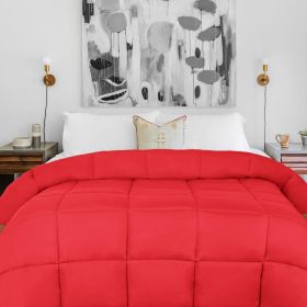 Brushed Microfiber Down Alternative Comforter Medium Weight Solid (Color: Red, size: Queen)