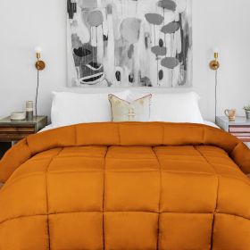 Brushed Microfiber Down Alternative Comforter Medium Weight Solid (Color: Dusty Orange, size: Queen)