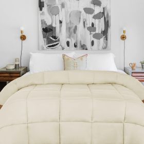 Brushed Microfiber Down Alternative Comforter Medium Weight Solid (Color: Ivory, size: Queen)