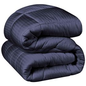 Brushed Microfiber Down Alternative Medium Weight Striped Comforter (Color: Navy Blue, size: Twin/Twin XL)