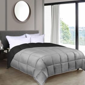 Brushed Microfiber Down Alternative Comforter Reversible (Color: Black-Grey, size: Twin/Twin XL)