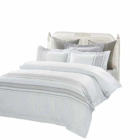 100% Cotton Embroidered Geometric Duvet Cover Set (size: King\California King)