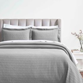 Lightweight Cotton Bedspread Sets 3-Piece Calvert Diamond Matelassé Jacquard (Color: Grey, size: Full)