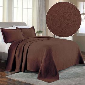 Lightweight Cotton Bedspread Sets 3-Piece Celtic Circle Jacquard Matelassé (Color: Cappuccino, size: Twin)