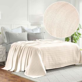 100% Cotton Woven Blanket – Clara Jacquard - All-Season Comfort (Color: Ivory, size: California King)