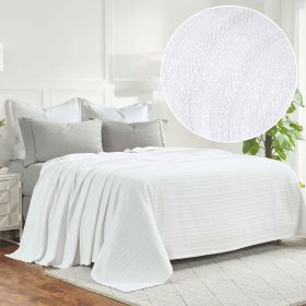 100% Cotton Woven Blanket – Clara Jacquard - All-Season Comfort (Color: White, size: California King)