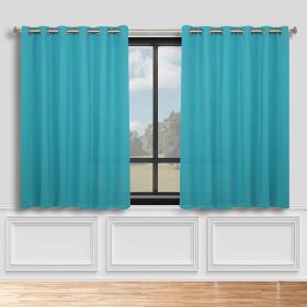Classic Modern Solid Room Darkening Blackout Curtain Panels, Set of 2 (Color: Aqua, size: 70" x 63")