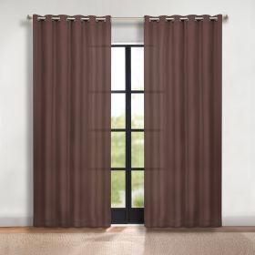 Classic Modern Solid Room Darkening Blackout Curtain Panels, Set of 2 (Color: Cappuccino, size: 70" x 108")