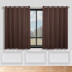 Classic Modern Solid Room Darkening Blackout Curtain Panels, Set of 2 (Color: Cappuccino, size: 70" x 63")