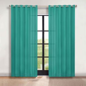 Classic Modern Solid Room Darkening Blackout Curtain Panels, Set of 2 (Color: Cerulean Blue, size: 70" x 108")